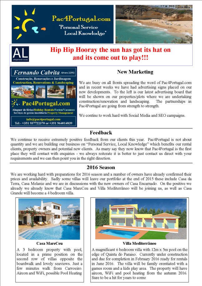 Pac4Portugal August 2015 newsletter